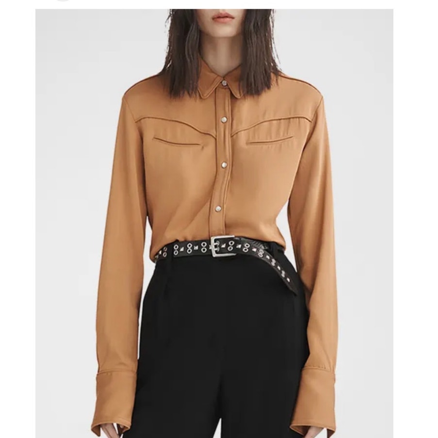 Rag & Bone Cleo Snap-Front Work Shirt Brown Size Xs